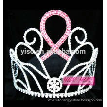 hot sale women pink ribbon hair accessories pageant tiara